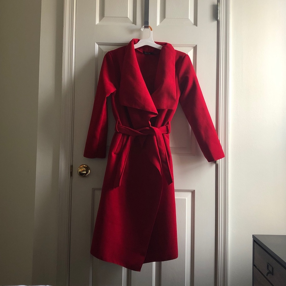 Boohoo red coat